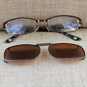 Liz Claiborne Eyeglasses Frame Blue Tortoise/Brown Tone Glasses Frame only